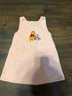 Vintage Disney Store Winnie the Pooh Quilted Pink Fleece Jumper Dress 24 Months